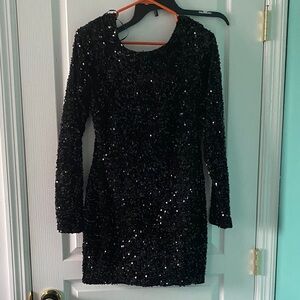 Elegant Black Sequin Mini Dress